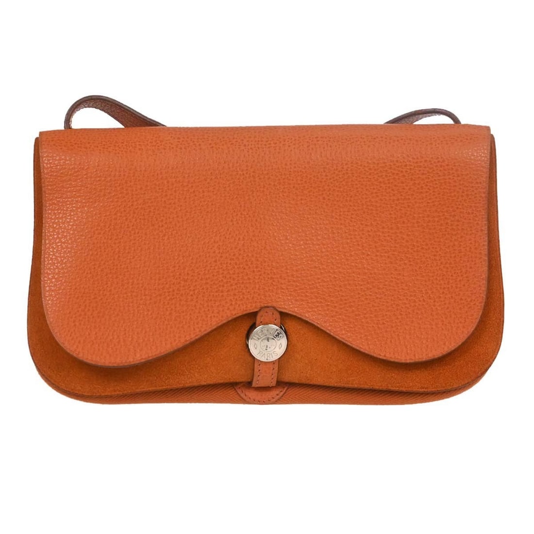 Hermes Sac Colorado PM Orange Vache Liegee Small Shoulder Bag: Hermes Sac Colorado PM Orange Vache Liegee Small Shoulder Bag Vintage Hermes Sac Colorado PM shoulder bag in orange with Toile Chevron and Vache Liegee. This small shoulder bag features an interior po