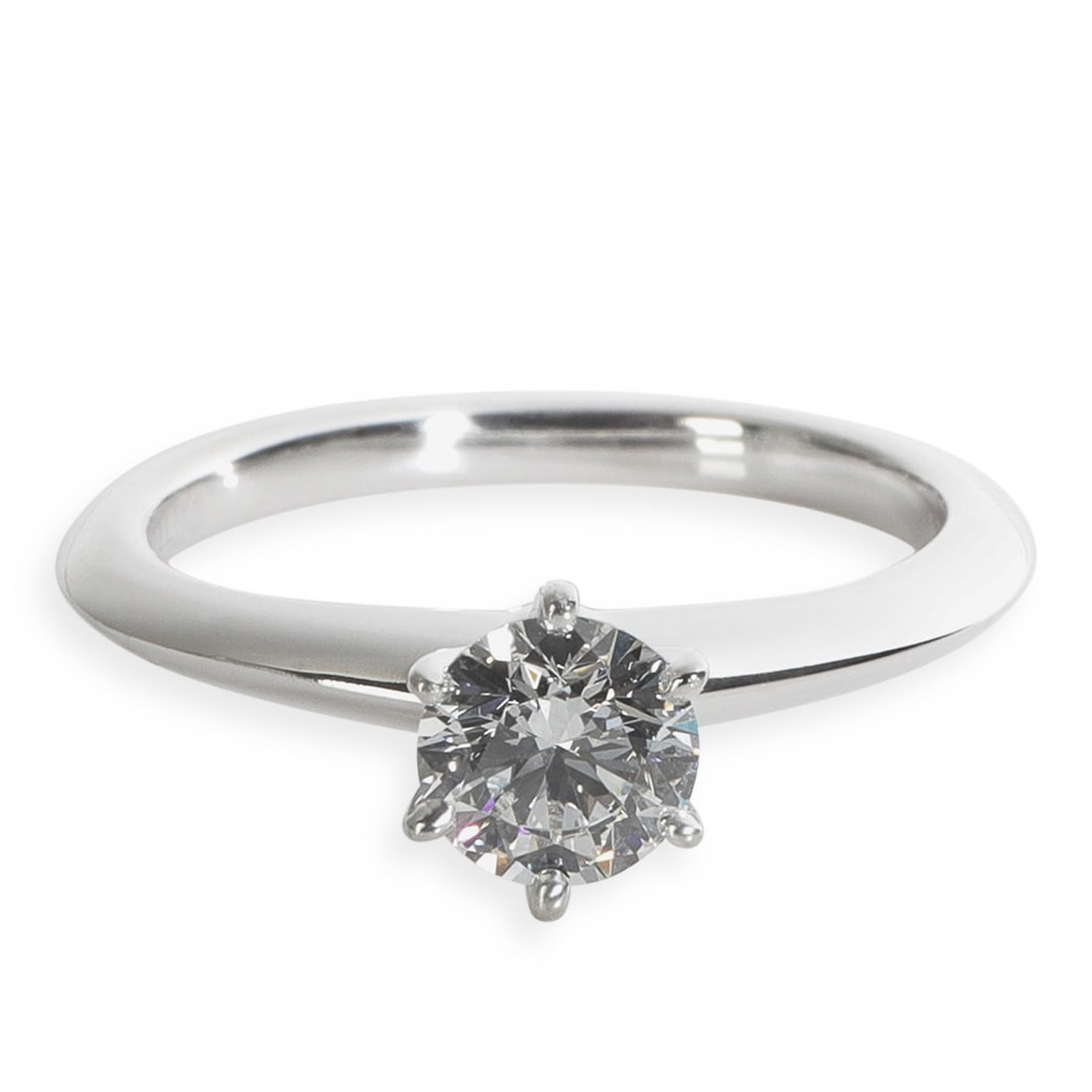 Tiffany & Co. 0.53ct Round Diamond Engagement Ring in Platinum with Certificate: Tiffany & Co. 0.53ct Round Diamond Engagement Ring in Platinum with Certificate This exquisite Tiffany & Co. Platinum Diamond Ring showcases a stunning round diamond with a total carat weight of 0.53.