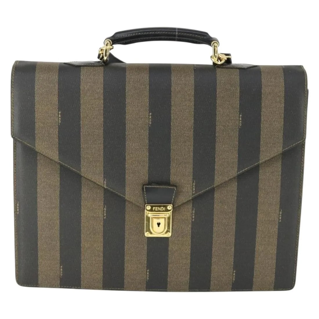 Fendi Vintage Pequin Brown Coated Canvas Briefcase Bag (1 of 18)
