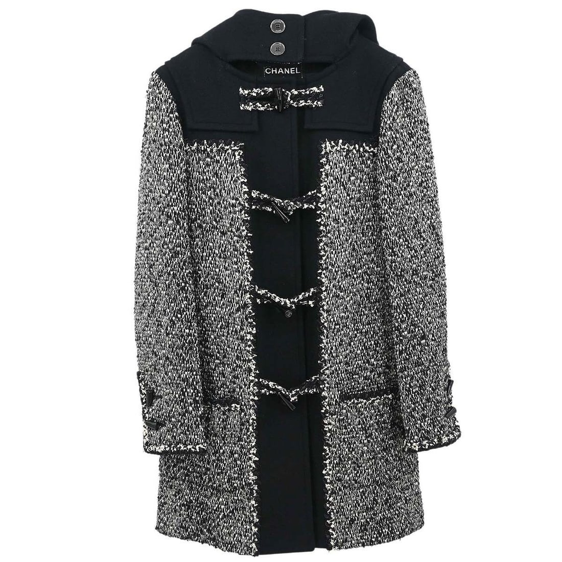 CHANEL P42310W05008 Black Hooded Tweed Overcoat FR 34 (1 of 15)