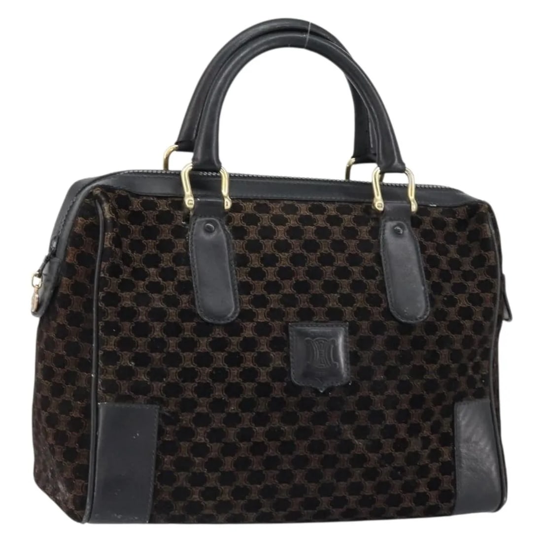 Celine Macadam Black Suede Handbag Vintage 30cm by 20cm by 12cm: Celine Macadam Black Suede Handbag Vintage 30cm by 20cm by 12cm This vintage Celine Macadam handbag is crafted from black suede and designed for women. It features a compact silhouette suitable for ev