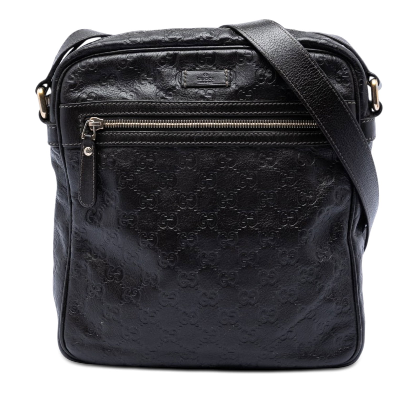 Gucci Guccissima Leather Crossbody Bag Brown: Gucci Guccissima Leather Crossbody Bag Brown Gucci Guccissima Crossbody bag in brown embossed leather with an adjustable flat leather strap, top zip closure, exterior front zip pocket, and interior zi