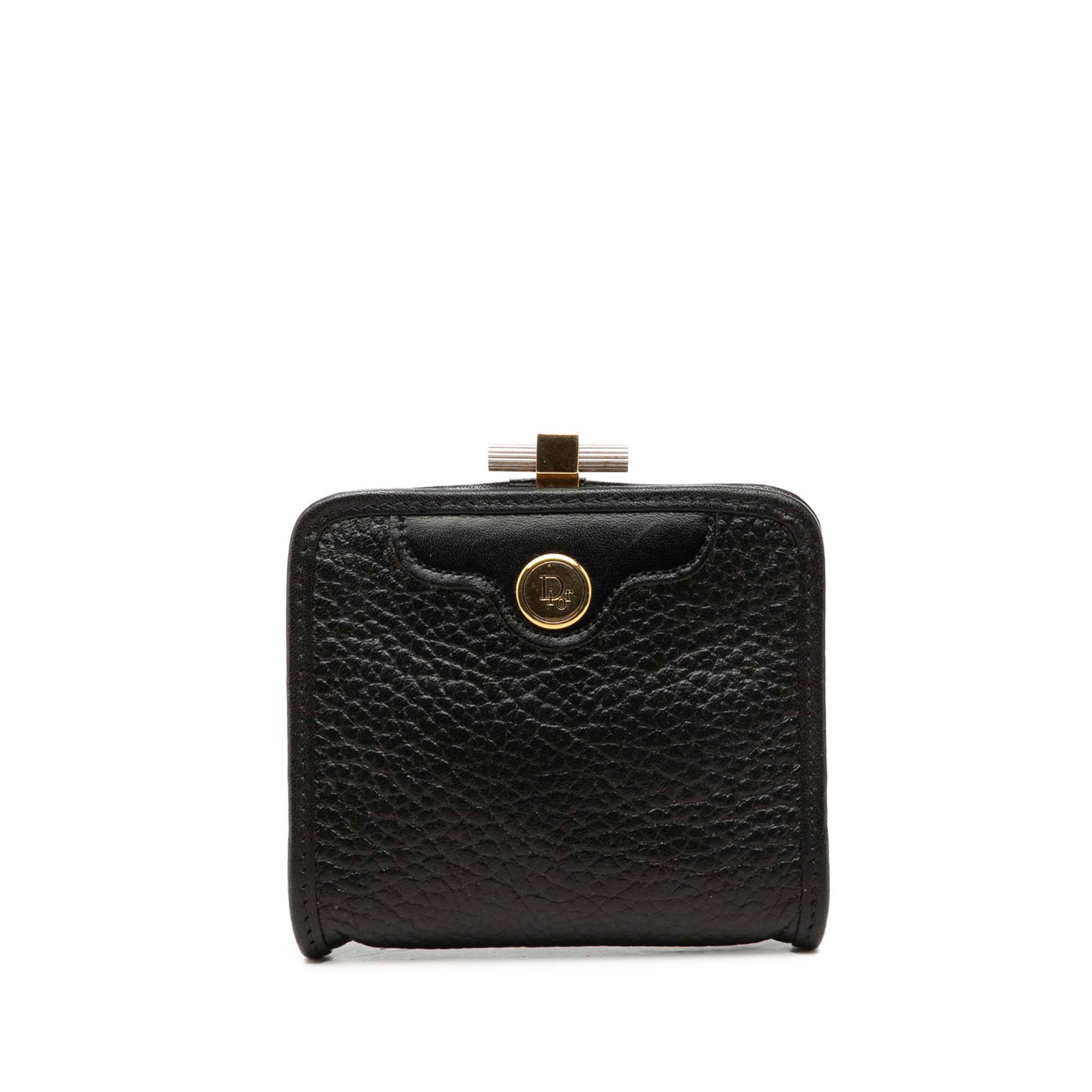 Black Leather Coin Purse Dior Calfskin Clasp (1 of 7)