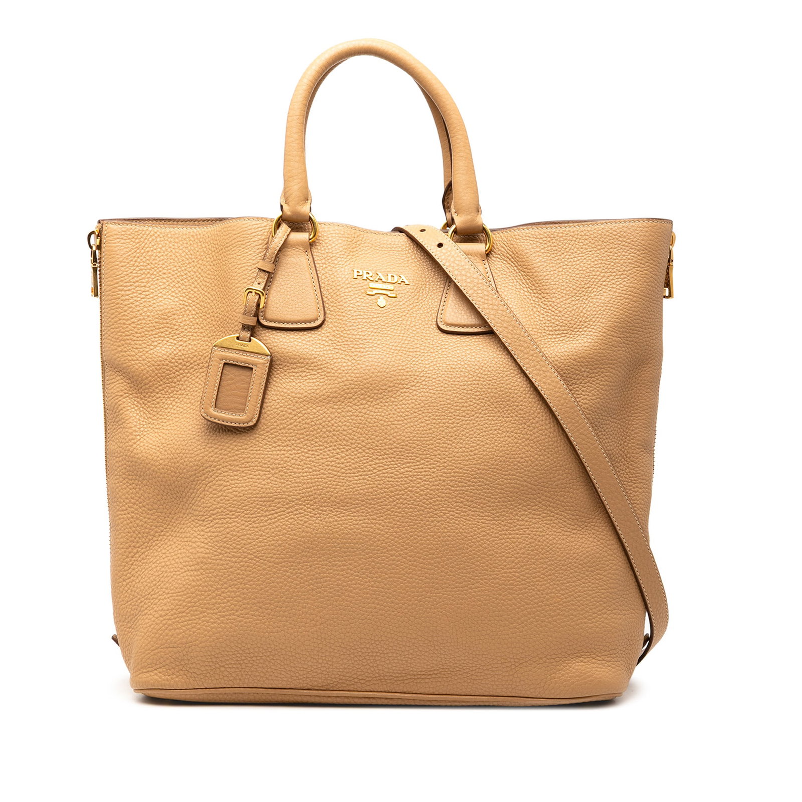Prada Vitello Daino Brown Leather Convertible Tote Bag (1 of 7)