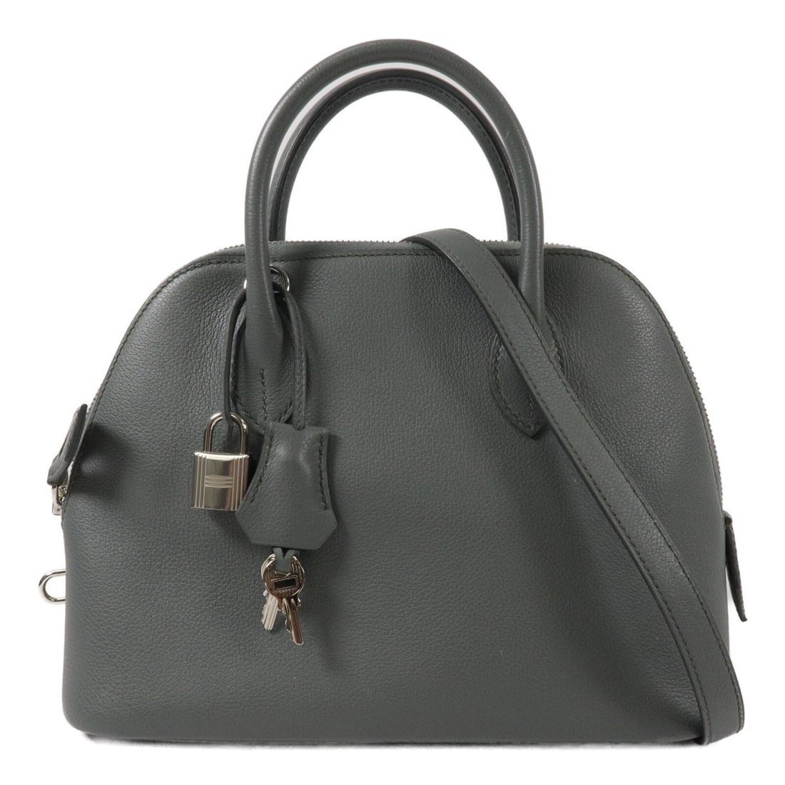 Hermes Bolide 27 Evercolor Leather 2 Way Shoulder Bag PHW: Hermes Bolide 27 Evercolor Leather 2 Way Shoulder Bag PHW Hermes Bolide 27 2-way shoulder handbag in Evercolor leather. This women's bag is made in France and features a Vert Amande colorway with pall
