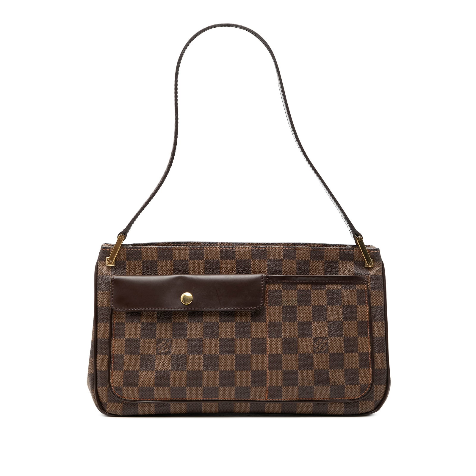 Louis Vuitton Aubagne shoulder bag in Damier Ebene canvas: Louis Vuitton Aubagne shoulder bag in Damier Ebene canvas Louis Vuitton Damier Ebene Aubagne shoulder bag crafted with a Damier Ebene canvas body and leather trim. It features a flat leather strap, an