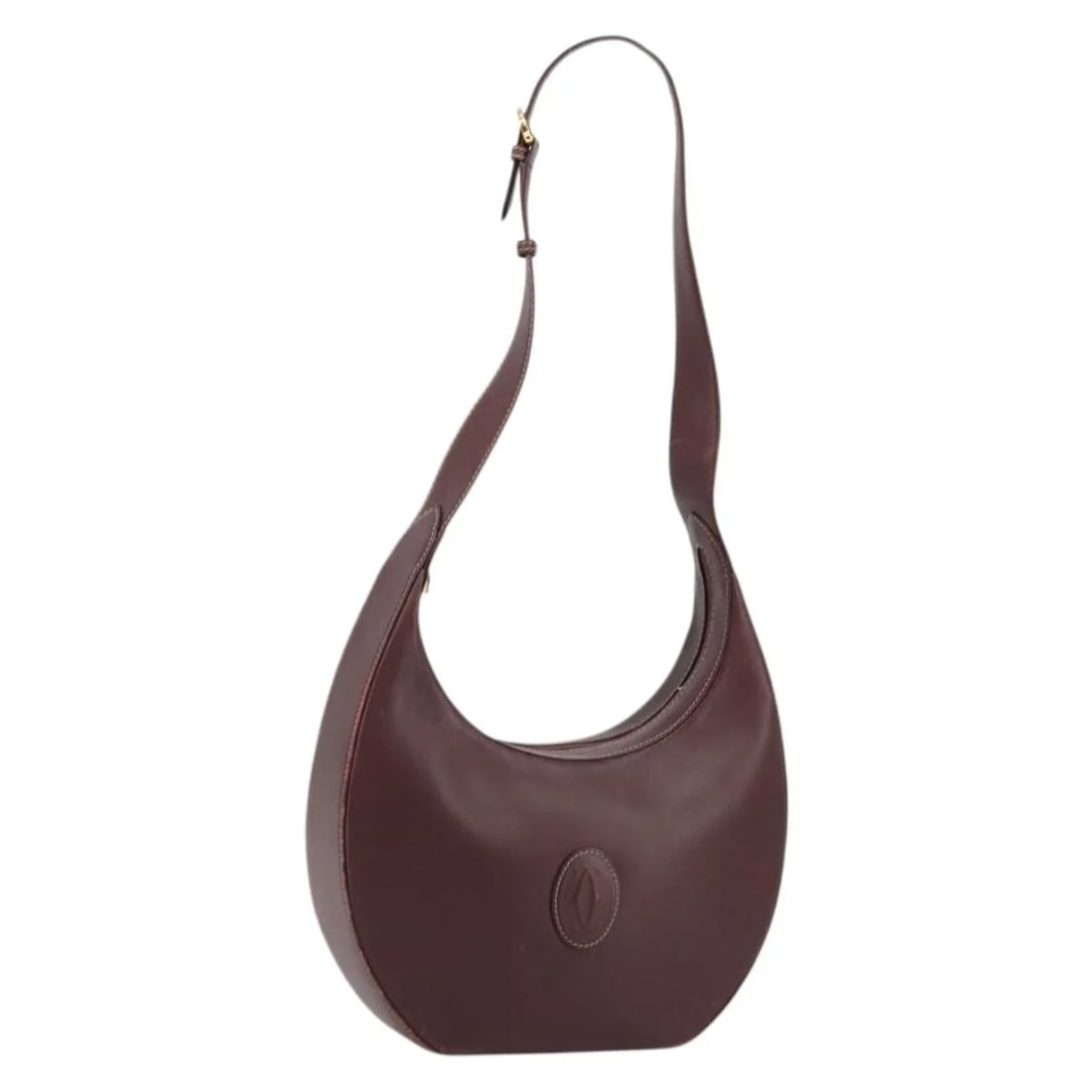 Cartier Vintage Must de Cartier Burgundy Leather Handbag: Cartier Vintage Must de Cartier Burgundy Leather Handbag Vintage must de Cartier leather bag in burgundy with a structured silhouette and made in Spain. This pre-owned piece is in good condition with 