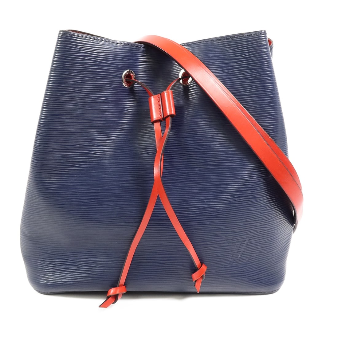 Louis Vuitton NeoNoe MM Epi Leather Navy Shoulder Bag: Louis Vuitton NeoNoe MM Epi Leather Navy Shoulder Bag This Louis Vuitton NeoNoe MM shoulder bag features a stylish combination of navy and red Epi leather. Crafted from calfskin (cowhide), this bag is