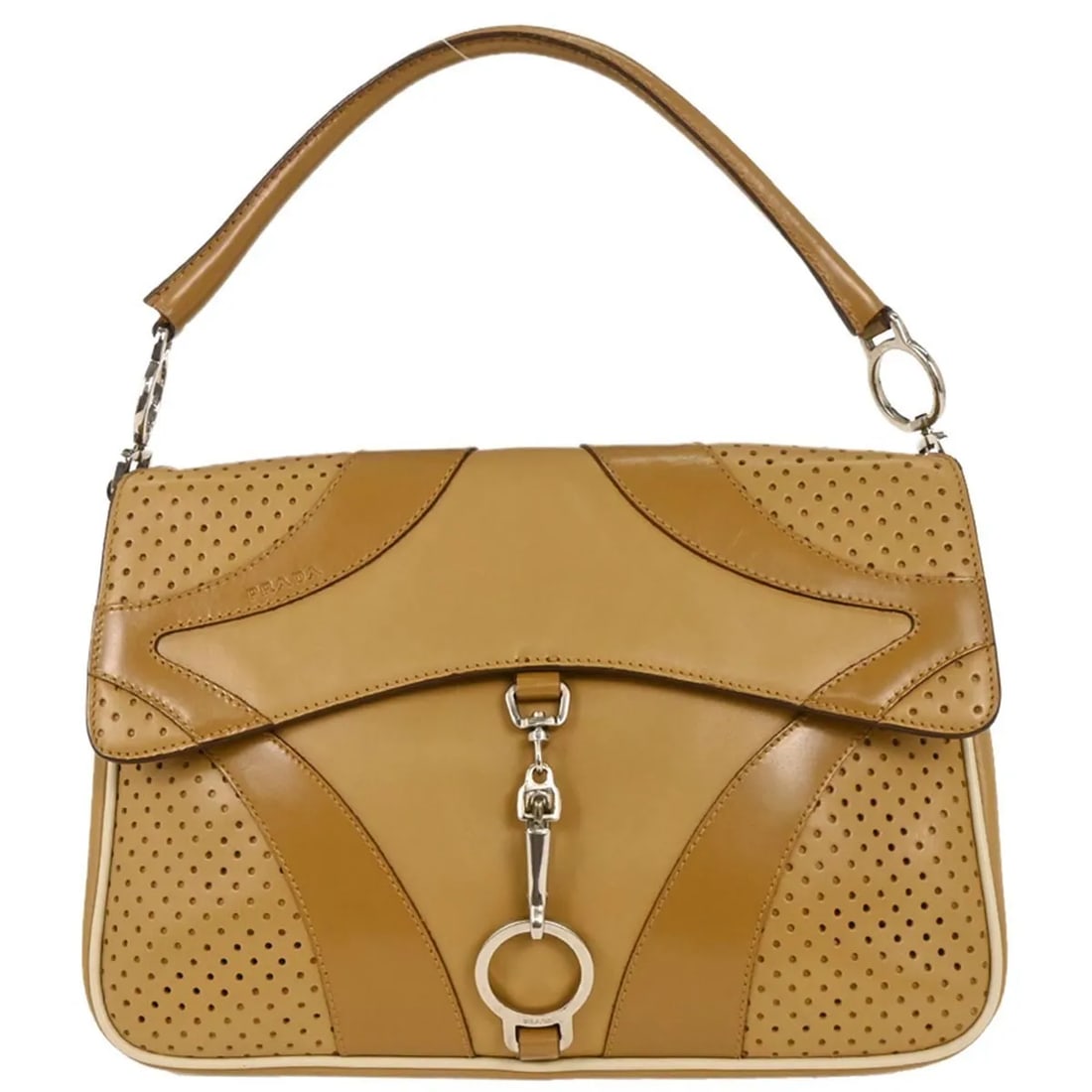 Prada Vitello Drive Brown Leather Handbag 25cm x 18cm x 7cm: Prada Vitello Drive Brown Leather Handbag 25cm x 18cm x 7cm This Prada Vitello Drive handbag is crafted from brown leather and designed for women. Made in Italy, it features a sleek silhouette and off