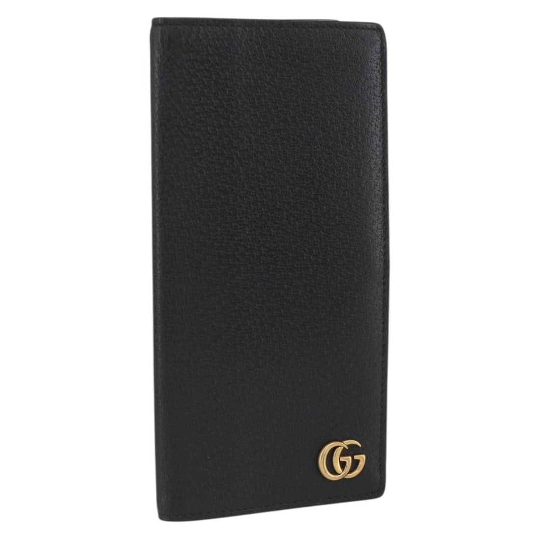 Black Leather GG Marmont Long Wallet by Gucci Gold Accent 459133: Black Leather GG Marmont Long Wallet by Gucci Gold Accent 459133 This Gucci GG Marmont long wallet is expertly crafted from black leather with gold-tone accents. Designed for women, it features a slee