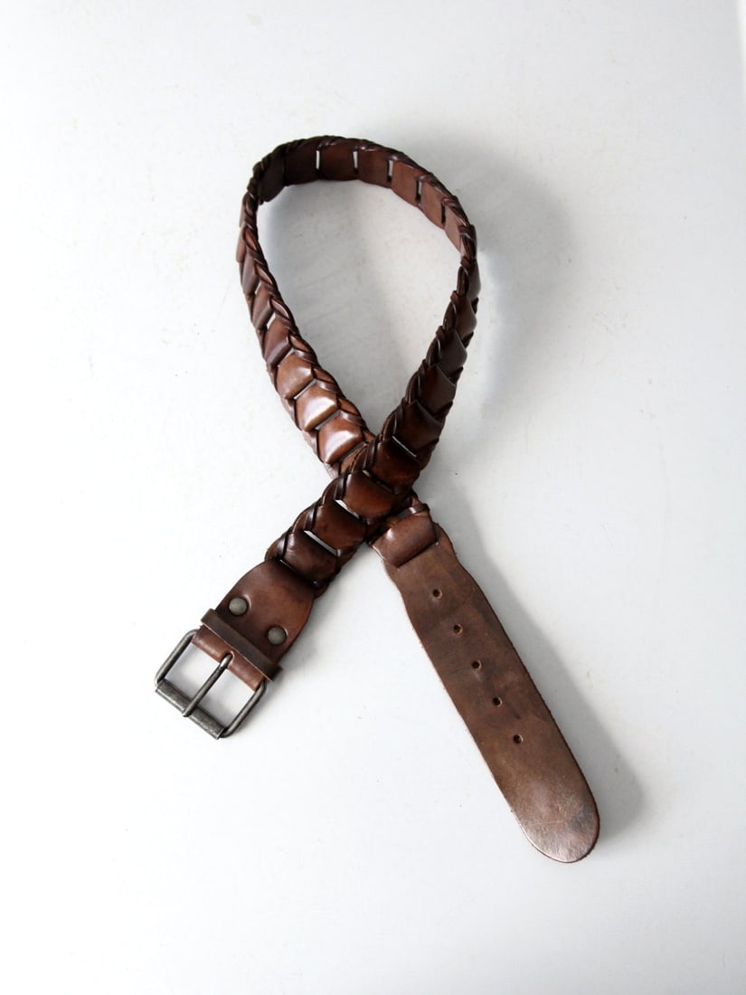 Bekaloo France Brown Leather Link Pattern Belt with Classic Buckle (1 of 12)