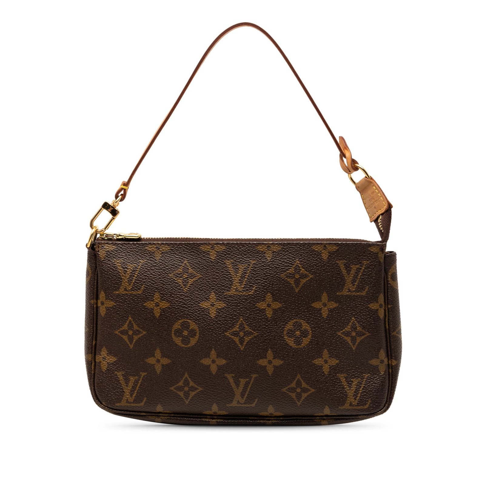 Louis Vuitton Pochette Accessoires Monogram Canvas Shoulder Bag: Louis Vuitton Pochette Accessoires Monogram Canvas Shoulder Bag Louis Vuitton Monogram Pochette Accessoires crafted with a monogram canvas body, a flat vachetta leather handle, and a top zip closure. 