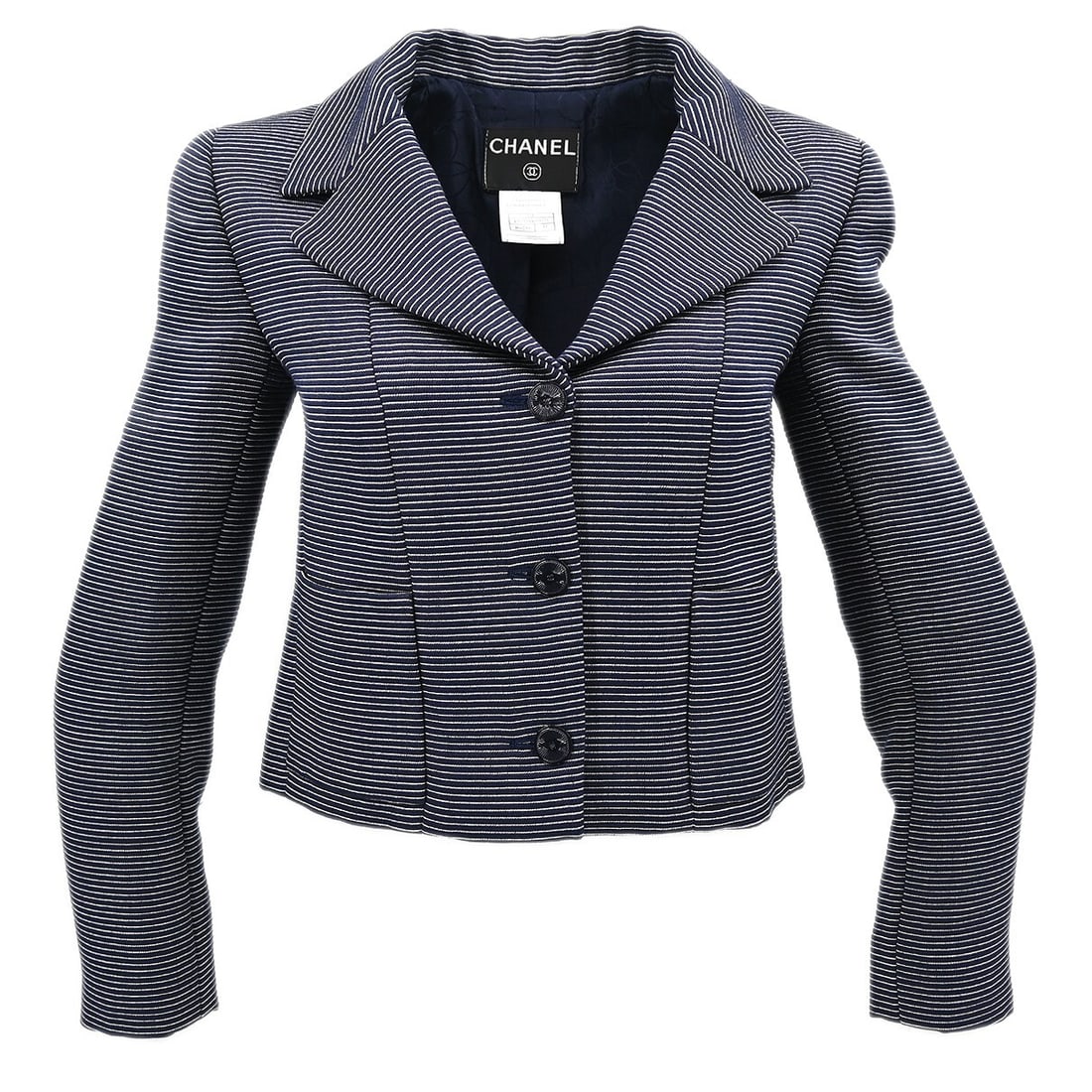 Vintage CHANEL Black Wool Silk Jacket Size 38 Single Breasted (1 of 10)