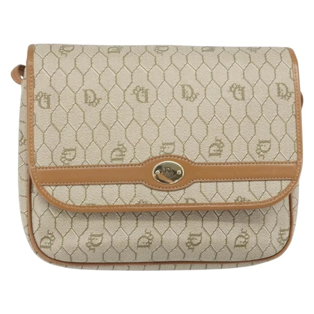Christian Dior Vintage Honeycomb Shoulder Bag Beige PVC Canvas: Christian Dior Vintage Honeycomb Shoulder Bag Beige PVC Canvas This Christian Dior vintage honeycomb shoulder bag is crafted from beige PVC and canvas, designed for women. The bag features a classic h