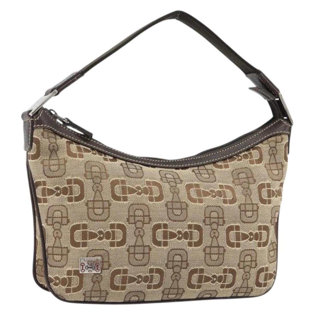 Gucci Canvas Handbag Beige Silver Womens Italy: Gucci Canvas Handbag Beige Silver Womens Italy Gucci women's handbag in beige and silver canvas, made in Italy. This pre-owned bag shows reasonable wear consistent with Rank B condition, including sli