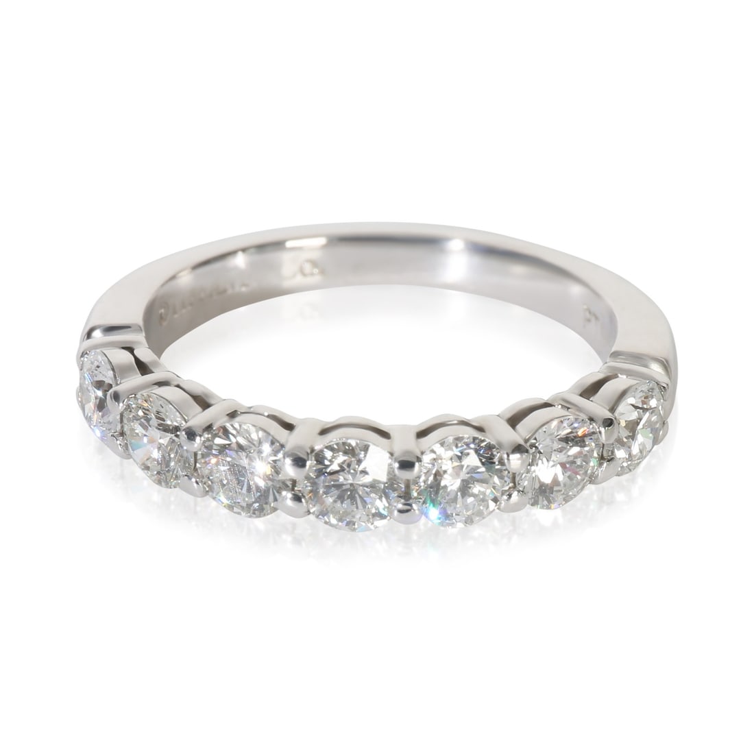 Tiffany Forever Platinum Diamond Band Ring Size 5: Tiffany Forever Platinum Diamond Band Ring Size 5 This Tiffany & Co. Tiffany Forever band is crafted from platinum and features round brilliant diamonds with a total carat weight of 0.91. The ring is 