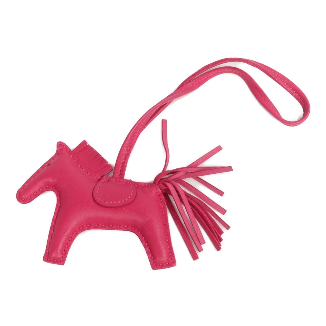 Hermes Rodeo PM Rose Mexico Leather Charm: Hermes Rodeo PM Rose Mexico Leather Charm This Hermes Rodeo PM charm is crafted from soft lambskin leather in a vibrant pink shade, known as Rose Mexico. Designed for women, it features a playful and 