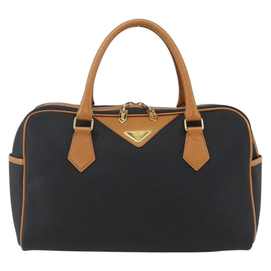 Saint Laurent Vintage black canvas handbag: Saint Laurent Vintage black canvas handbag This Saint Laurent vintage handbag is crafted from black canvas and designed for women. It features leather trim and metal fittings, with a spacious interior