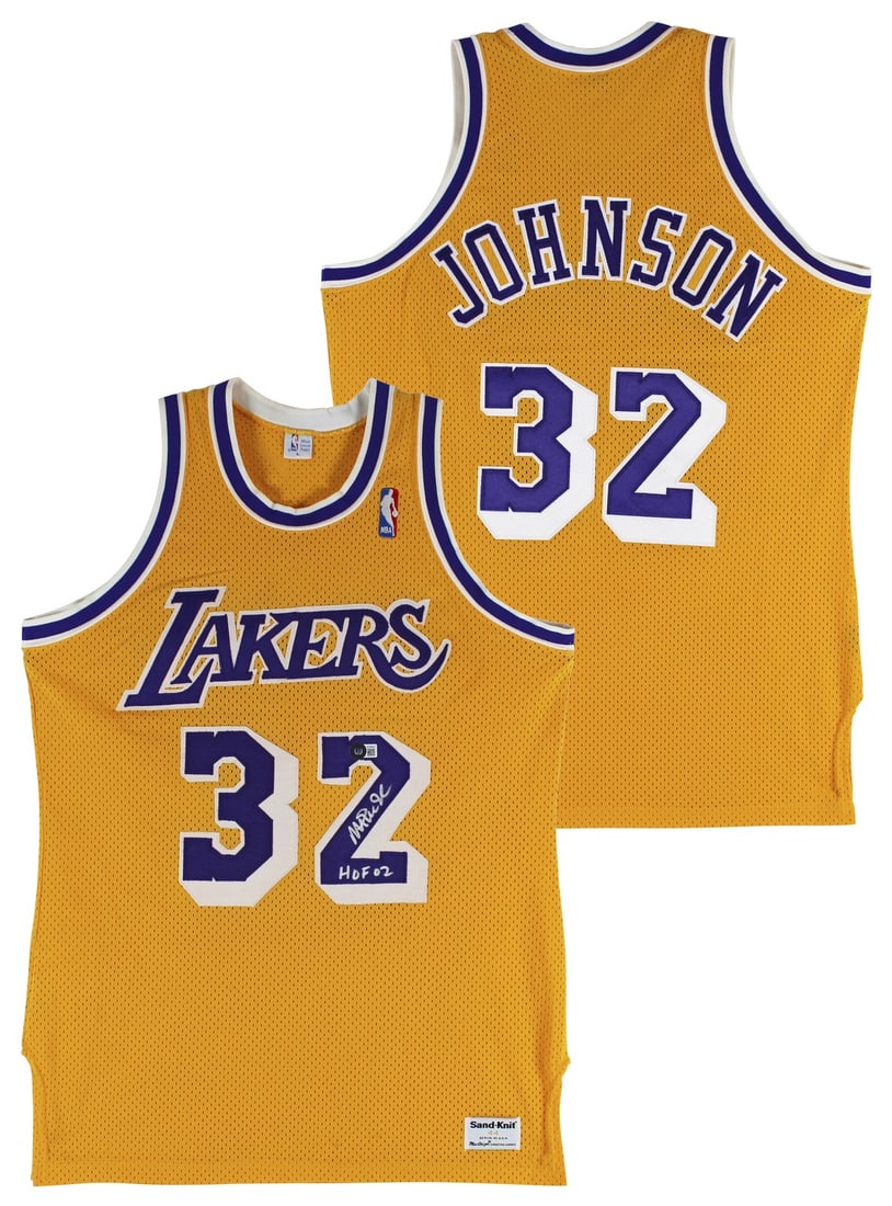 Magic Johnson Lakers signed yellow MacGregor Sand Knit jersey BAS HOF 02 (1 of 5)