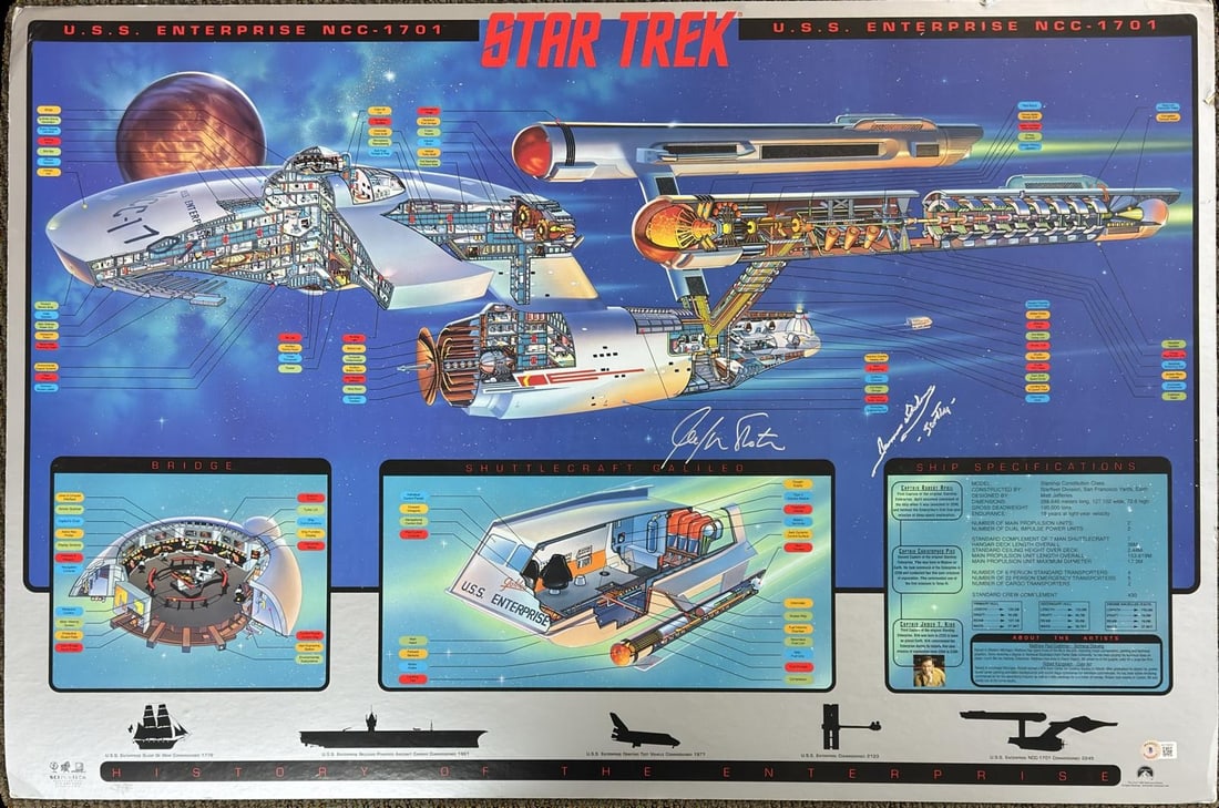 36x24 Star Trek Galileo Shuttlecraft poster signed by Shatner and Doohan (1 of 1)