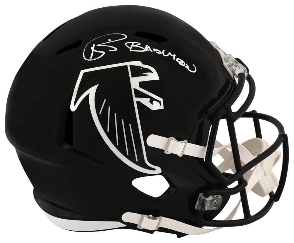 Andre Rison Signed Falcons Throwback Replica Helmet with Bad Moon Inscription: Andre Rison Signed Falcons Throwback Replica Helmet with Bad Moon Inscription This is an authentic Andre Rison signed throwback Atlanta Falcons full-size speed replica helmet, celebrating his time wit