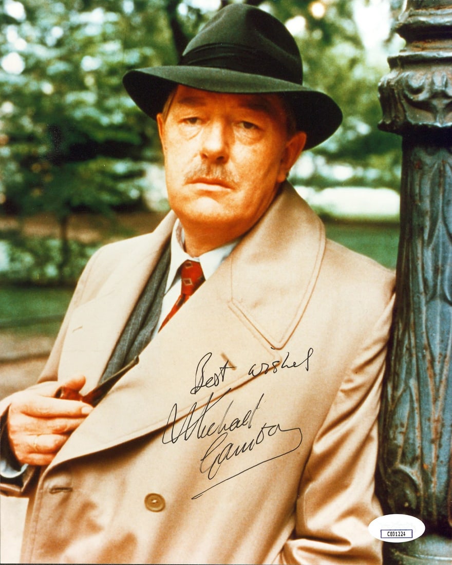 Michael Gambon Signed 8x10 Photo The Singing Detective JSA Authenticated: Michael Gambon Signed 8x10 Photo The Singing Detective JSA Authenticated This is an original 8x10 photograph personally signed by Michael Gambon, featuring an inscription of "Best Wishes". The photogr