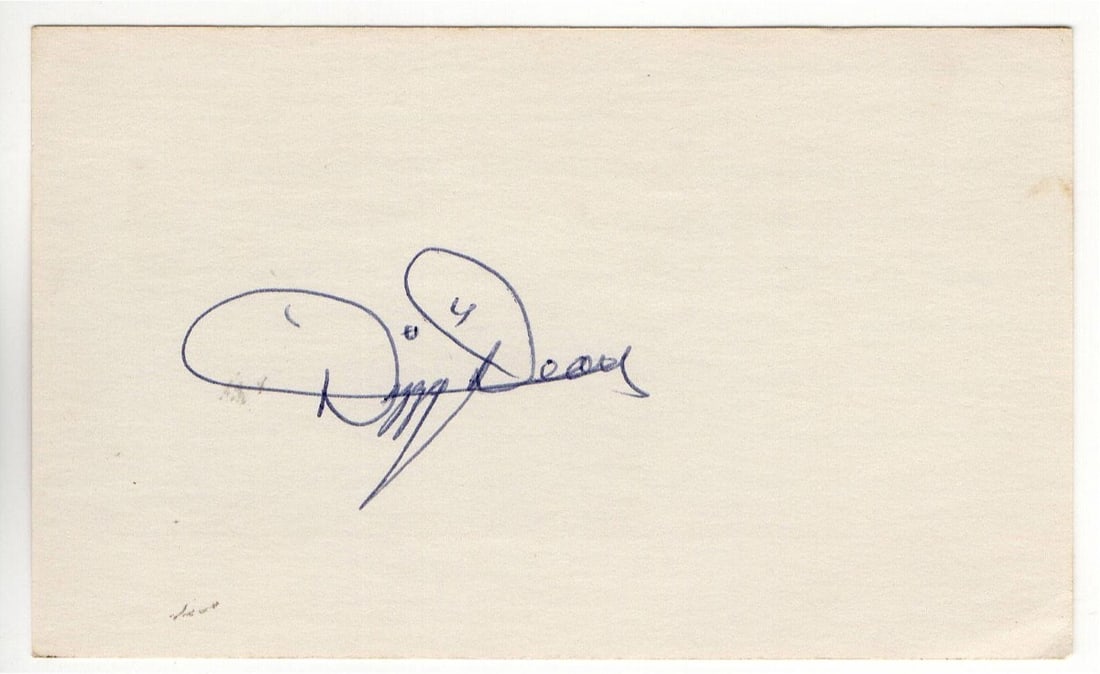 Dizzy Dean Autographed 3X5 Index Card JSA Authenticated Cardinals Cubs HOF: Dizzy Dean Autographed 3X5 Index Card JSA Authenticated Cardinals Cubs HOF This is an original 3X5 index card signed by Hall of Famer Dizzy Dean, known for his time with the St. Louis Cardinals. The a