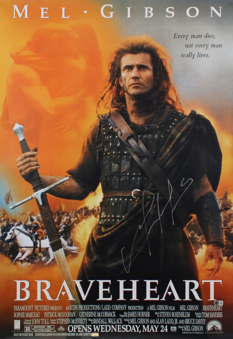 Mel Gibson Braveheart Signed 27x40 Poster Authenticated BAS (1 of 3)