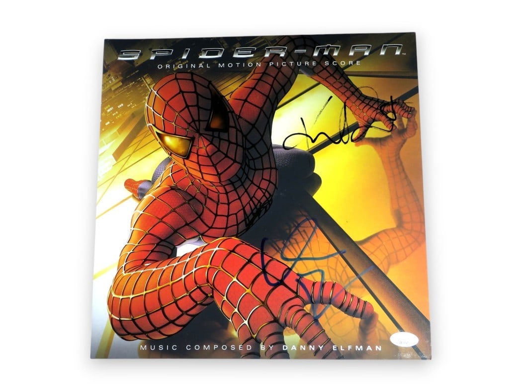 Willem Dafoe Kirsten Dunst Dual Signed Spider-Man Album Cover JSA: Willem Dafoe Kirsten Dunst Dual Signed Spider-Man Album Cover JSA This collectible item features a dual autographed album cover from the iconic film Spider-Man, signed by stars Willem Dafoe and Kirste