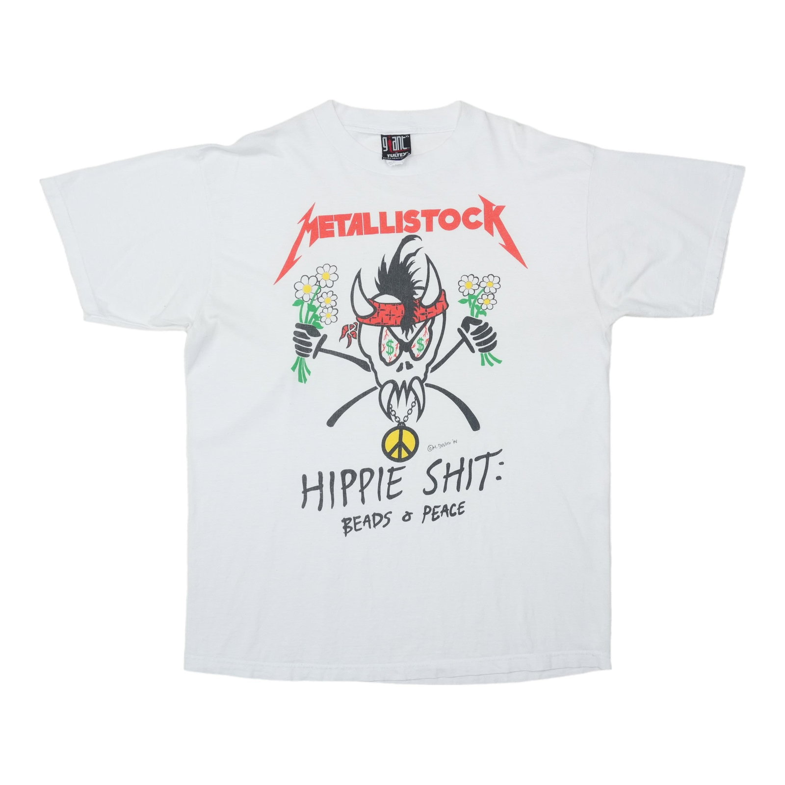 Vintage 1994 Metallica Metallistock Parody T Shirt White XL: Vintage 1994 Metallica Metallistock Parody T Shirt White XL Original vintage 1994 Metallica Metallistock Hippie Shit parody shirt. This is a true vintage shirt, not a modern reproduction. It is in exc
