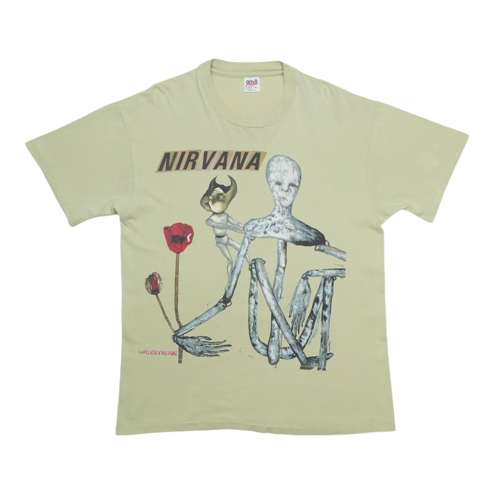 Nirvana Incesticide 1993 Green Cotton Band Shirt XL (1 of 6)