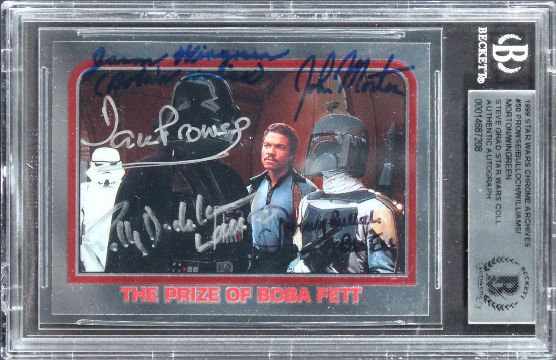 Star Wars 1999 SW CA #50 autographed card Beckett slabbed: Star Wars 1999 SW CA #50 autographed card Beckett slabbed Autographed Star Wars card from 1999, slabbed and authenticated by Beckett Authentication Services. The card is described as original and pre-