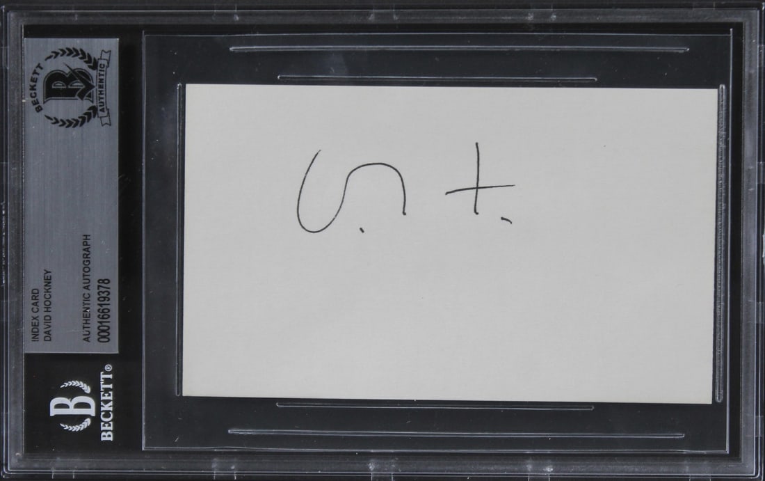 David Hockney signed 3x5 index card Beckett authenticated slabbed (1 of 5)