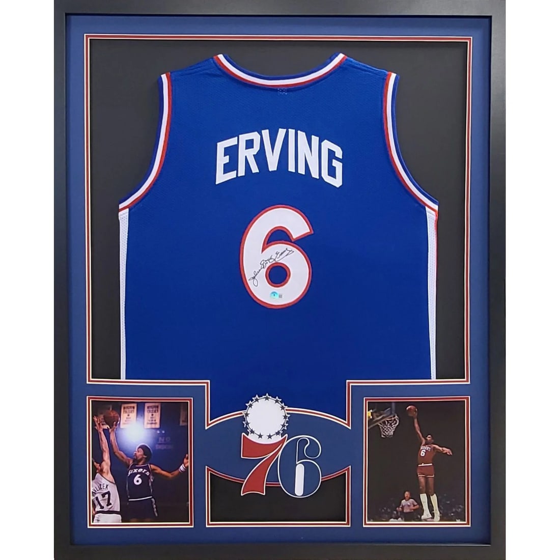 Julius Erving Signed Framed Jersey Philadelphia 76ers Beckett Authenticated: Julius Erving Signed Framed Jersey Philadelphia 76ers Beckett Authenticated This is an autographed framed jersey of Julius Erving, showcasing his legacy with the Philadelphia 76ers. Authenticated by B