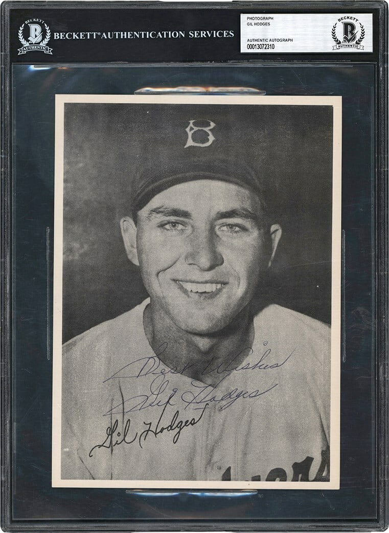 1948 Brooklyn Dodgers Gil Hodges Signed Rookie Card BAS Certified: 1948 Brooklyn Dodgers Gil Hodges Signed Rookie Card BAS Certified This is a remarkable 1948 signed rookie card of Gil Hodges, a legendary figure in baseball history. The card features Hodges' autograp