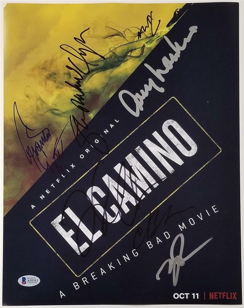 11x14 El Camino Cast Signed Photo Seven Autographs Beckett BAS Certified: 11x14 El Camino Cast Signed Photo Seven Autographs Beckett BAS Certified This original 11x14 photograph has been signed by seven members of the El Camino cast. The item is pre-owned and comes from the