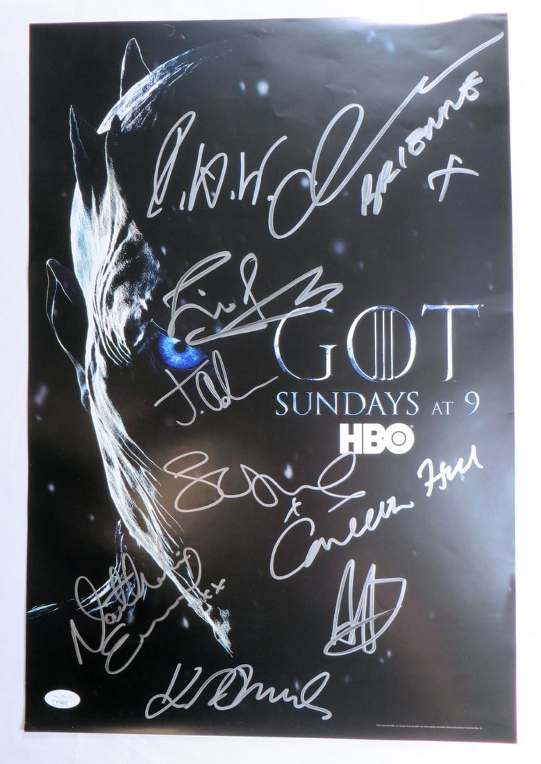 JSA Game of Thrones Cast Signed 13.5 X 19 Poster 9 Autographs (1 of 3)