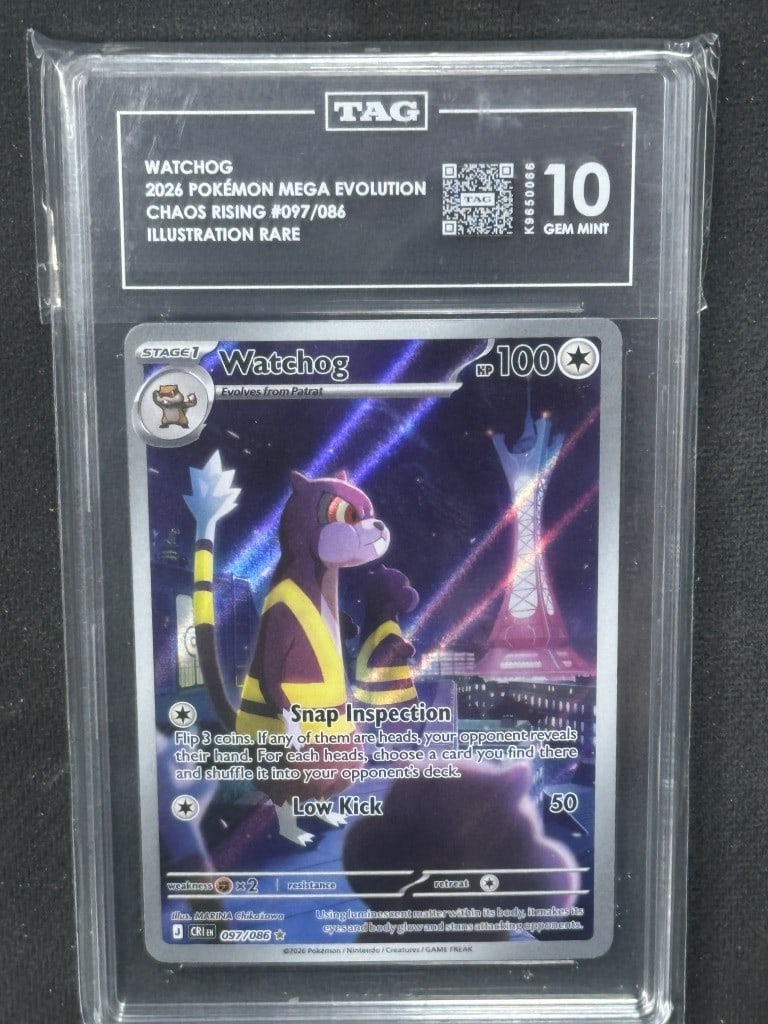 TAG 10 Watchog Pokemon Chaos Rising Illustration Rare Card 097 086 (1 of 2)