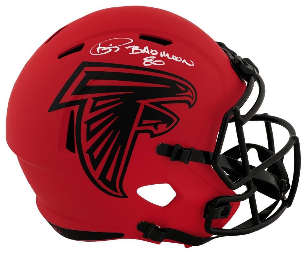 Andre Rison Signed Atlanta Falcons RAVE Riddell Helmet with Bad Moon Inscription: Andre Rison Signed Atlanta Falcons RAVE Riddell Helmet with Bad Moon Inscription Celebrate the legacy of Andre Rison with this signed Atlanta Falcons RAVE Riddell full-size speed replica helmet. The h