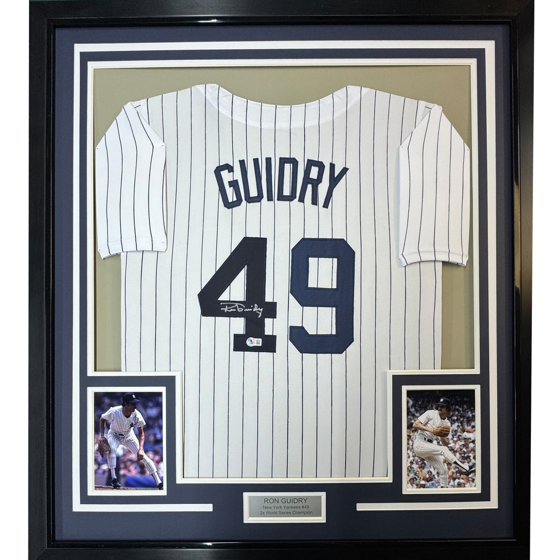Framed Ron Guidry Signed Yankees Jersey 35x39 BAS COA (1 of 2)