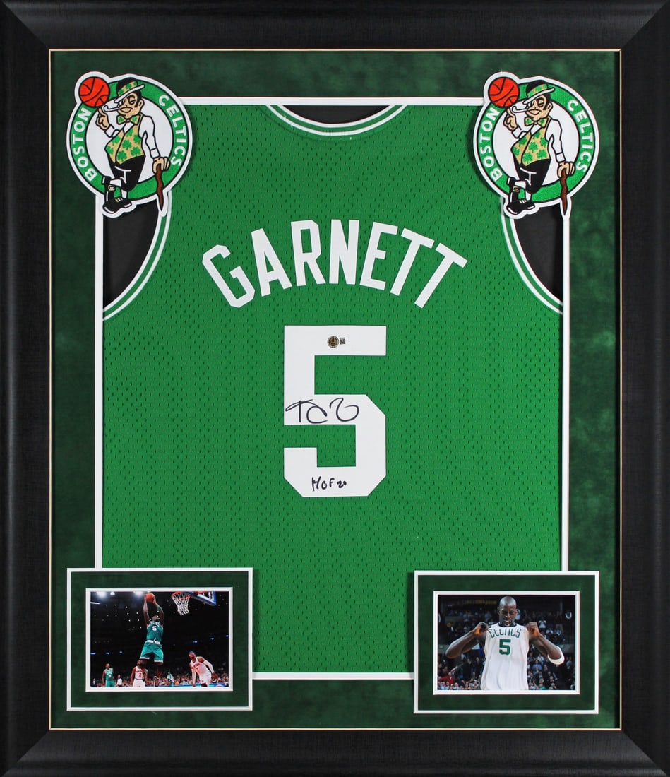 Framed Kevin Garnett signed Celtics Mitchell and Ness HWC Swingman jersey BAS (1 of 2)