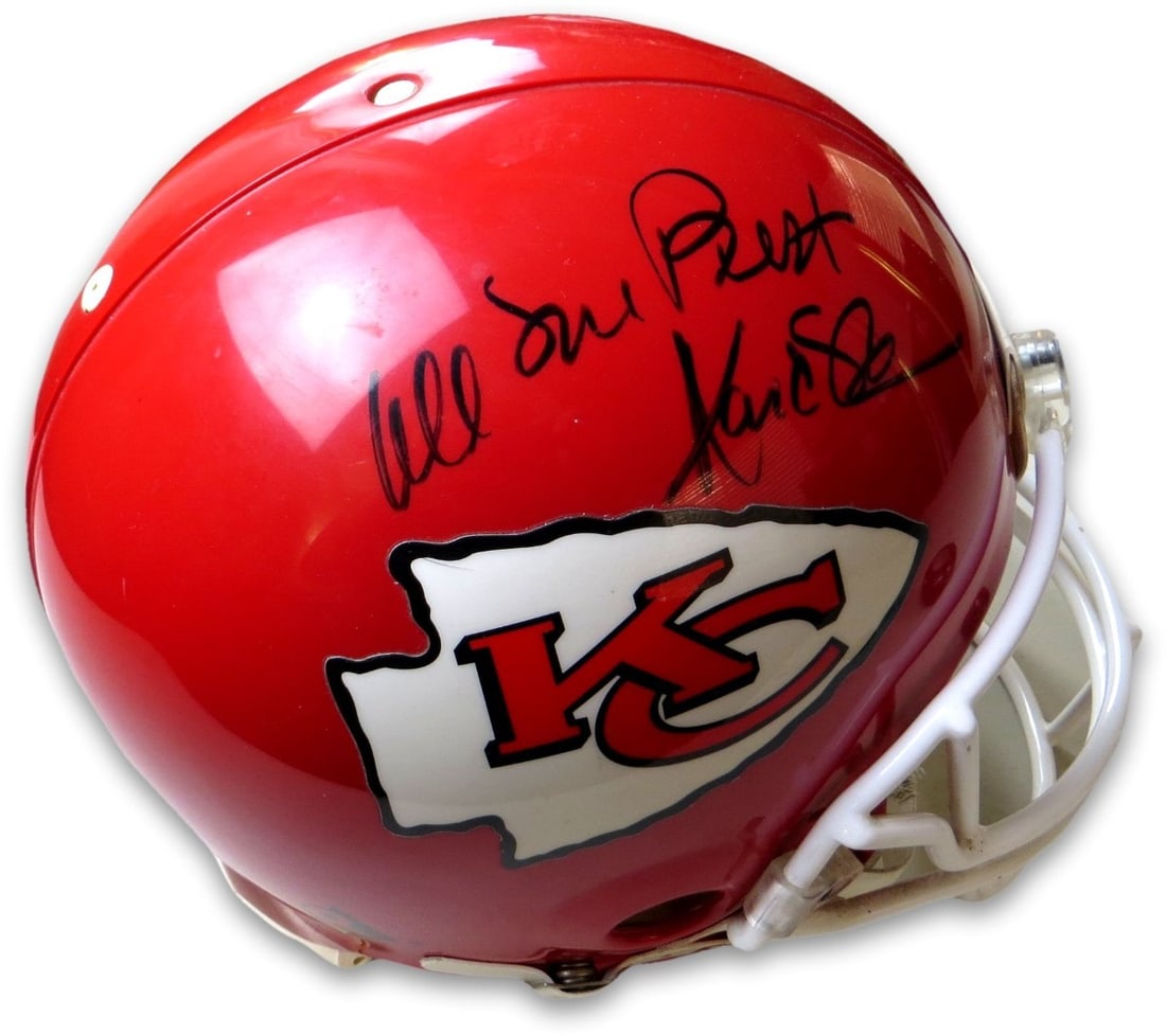 Marcus Allen Autographed Authentic Helmet Kansas City Chiefs JSA Certified: Marcus Allen Autographed Authentic Helmet Kansas City Chiefs JSA Certified This authentic helmet is a remarkable collectible for fans of Marcus Allen and the Kansas City Chiefs. It features a bold aut
