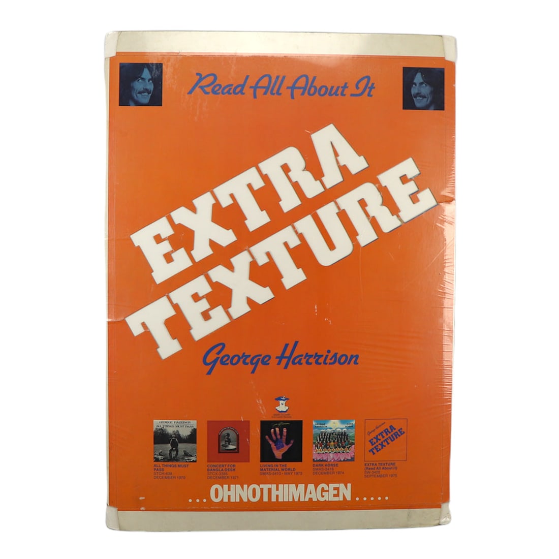 Vintage 1975 Extra Texture George Harrison Cardboard Promotional Display 24 x 36 in (1 of 2)
