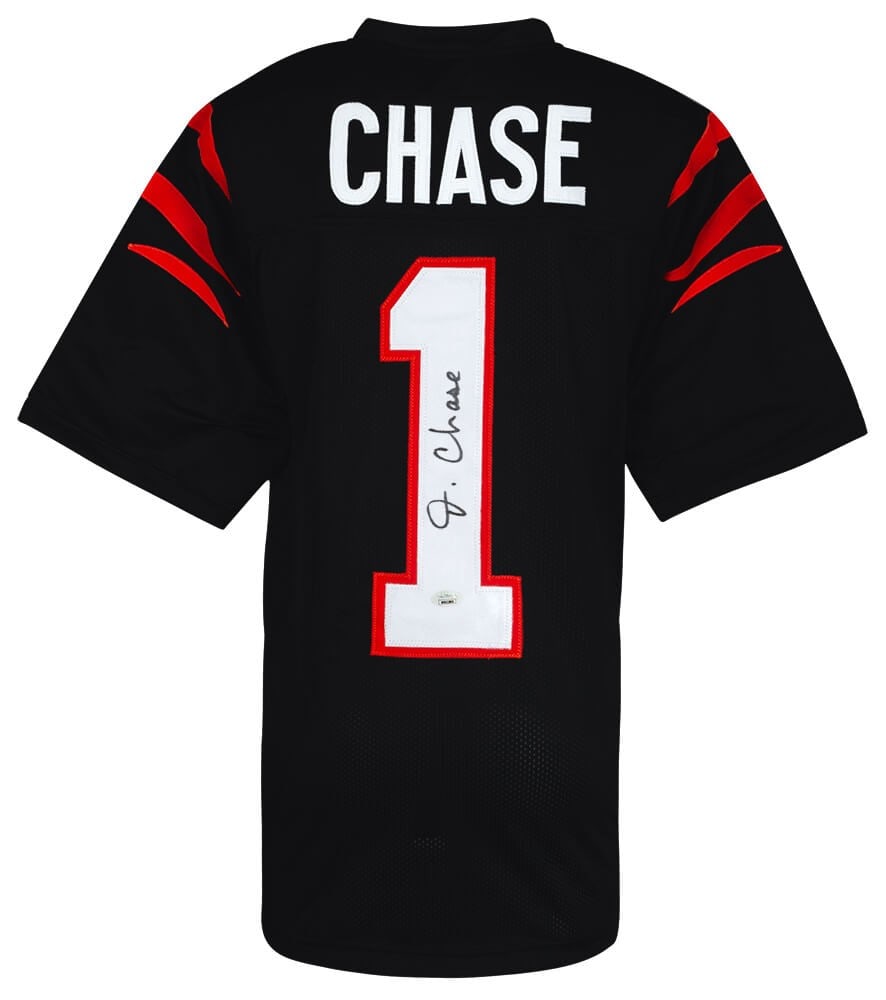 Autographed Custom Black Football Jersey with JSA COA Ja'Marr Chase Bengals (1 of 3)
