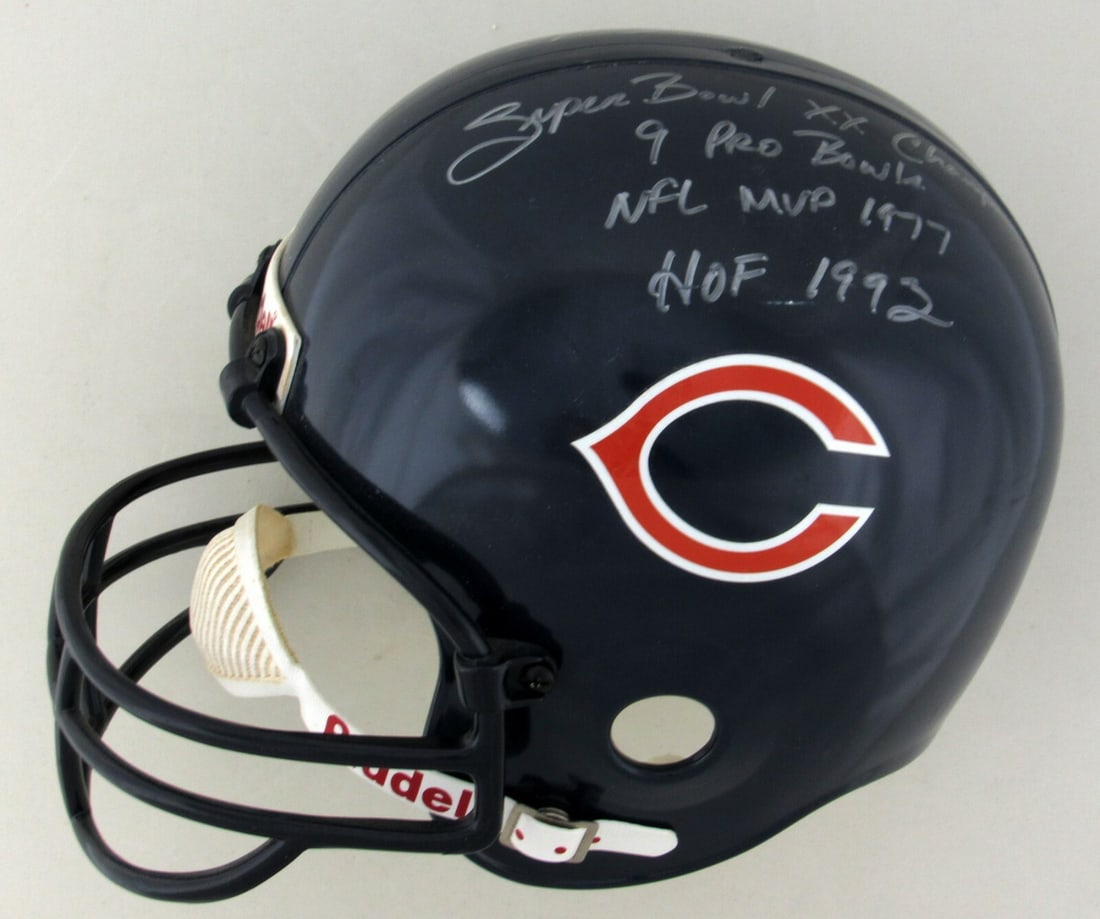 Chicago Bears Riddell Helmet Signed and Inscribed by Walter Payton PSA DNA LOA: Chicago Bears Riddell Helmet Signed and Inscribed by Walter Payton PSA DNA LOA This full-size Riddell Chicago Bears helmet features the autograph of Walter Payton along with multiple career inscriptio