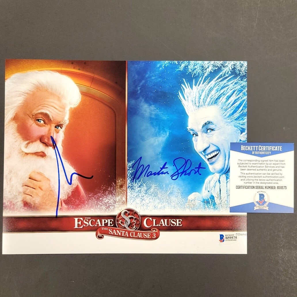 Santa Claus 3 Photo Signed by Tim Allen Beckett Authenticated 8x10: Santa Claus 3 Photo Signed by Tim Allen Beckett Authenticated 8x10 This original 8x10 photograph from the movie The Santa Clause 3 is hand-signed by Tim Allen and Martin Short. The autograph is authen