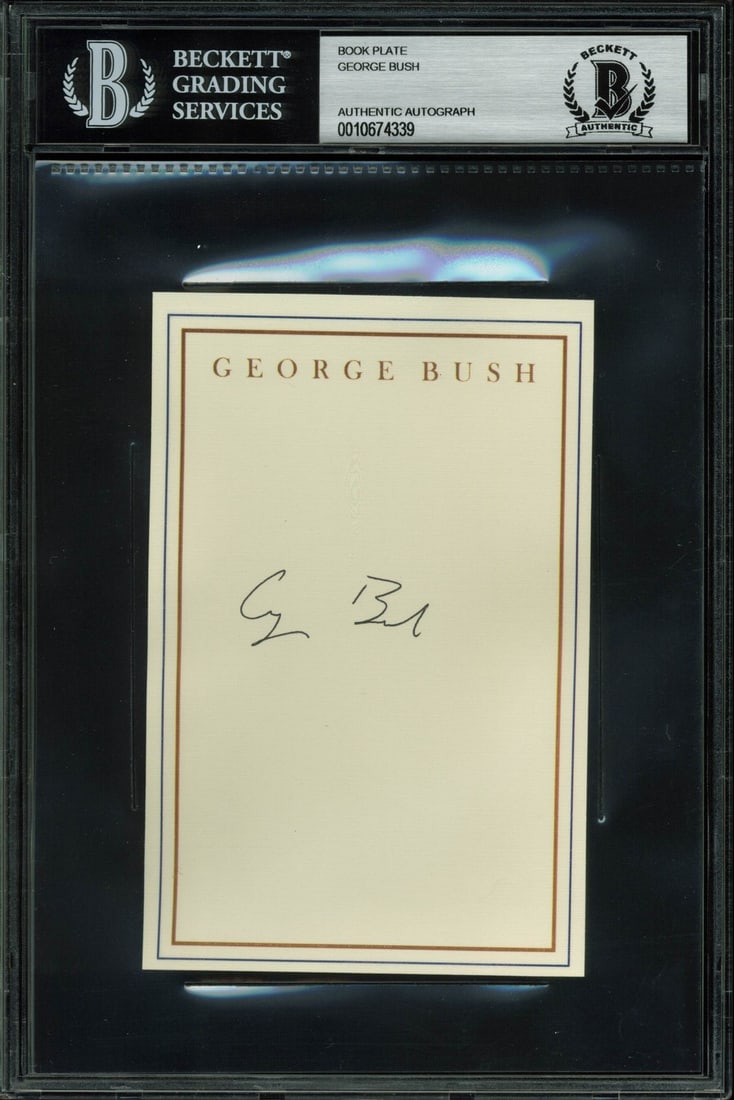 George H.W. Bush signed 3.6x5.5 book plate BAS slabbed (1 of 3)