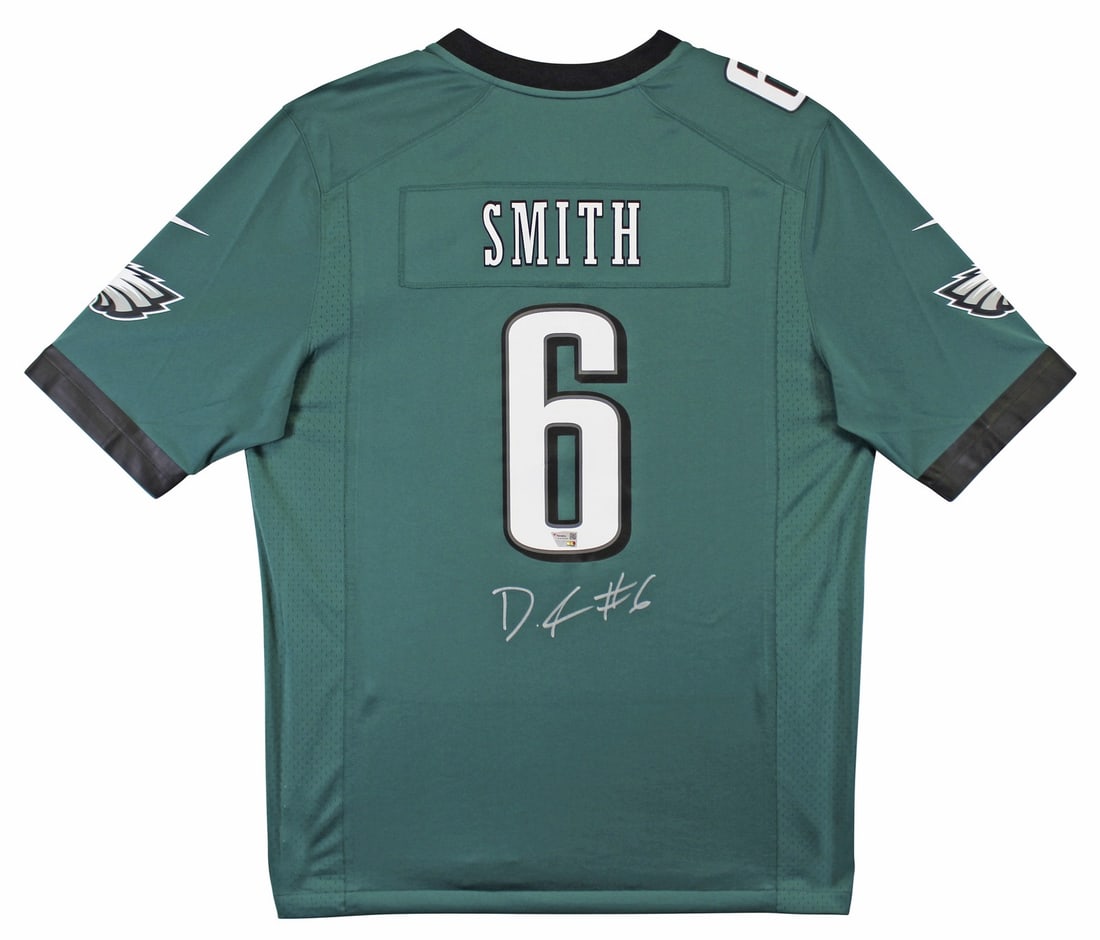 DeVonta Smith Signed Green Nike Jersey Philadelphia Eagles Authentic Fanatics: DeVonta Smith Signed Green Nike Jersey Philadelphia Eagles Authentic Fanatics Elevate your game day experience with this authentic, signed green Nike Game Jersey featuring DeVonta Smith of the Philade