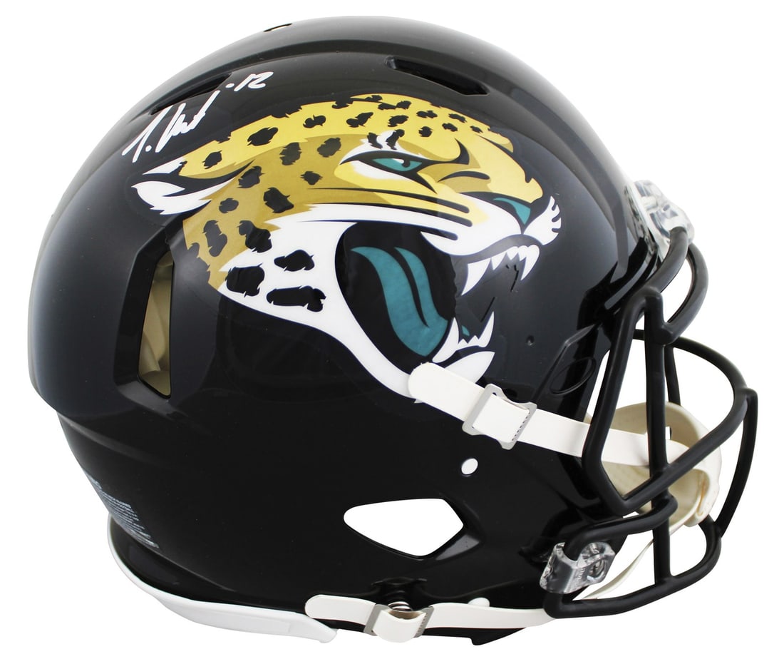 Travis Hunter Signed Jaguars Full Size Speed Proline Helmet BAS Witnessed: Travis Hunter Signed Jaguars Full Size Speed Proline Helmet BAS Witnessed This authentic full-size Speed Proline helmet features the signature of Travis Hunter, a standout player for the Jacksonville