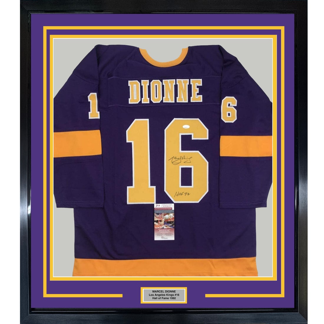 Framed Autographed Marcel Dionne HOF 1992 Jersey LA Kings JSA COA (1 of 2)